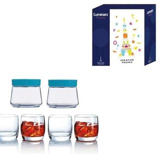 Bộ Bình 4 Cốc Thủy Tinh Trứng Kèm 2 Hũ Luminac ( THÙNG 6B )