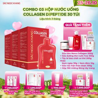 COMBO 03 Nước Uống Collagen Dipeptide Sắc Ngọc Khang [Hộp 30 Túi] TẶNG 1 TRONG 2 QUÀ