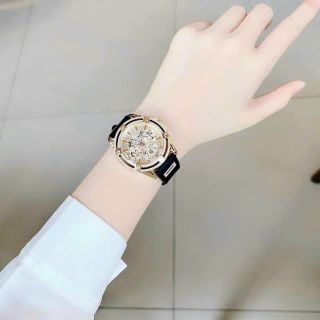 ĐỒNG HỒ NỮ CAO CẤP GUECC DÂY CAO SU MẶT CHONOGRAP ĐÍNH ĐÁ