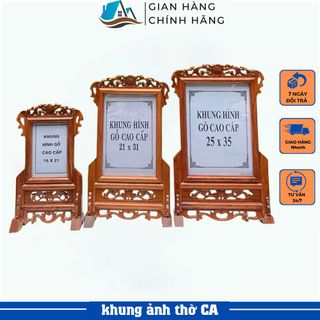 Khung ảnh thờ gỗ hương đá thờ gia tiên kích thước 20x25, 21x31, 25x35. Chất liệu gỗ hương đẹp truyền thống, bảo hành 12 tháng