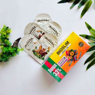 COMBO 2 SẢN PHẨM KẾT HỘP BIOSLIM HERBAL TEA & BUSABA DT X PLUS (4GÓI) BODY SLIMMING.