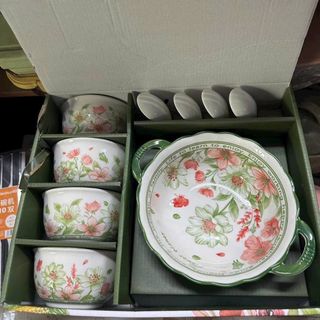 BỘ 9 CHI TIẾT SET Bát, Bát 2 tai, Bộ Bát Hoa Xanh (THÙNG 10B)