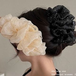 Kẹp tóc nơ lưới 2 mặt đính đá