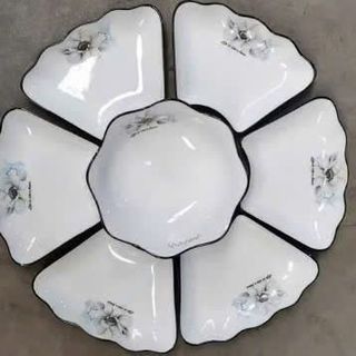 YH đĩa sứ viền hoa - Bộ mặt trời (THÙNG 60C)