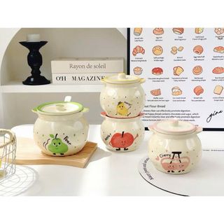 Hũ Mỡ Sứ , Âu Chưng Họa Tiết Hoa Quả (THÙNG 32C)