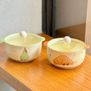 Âu, Nồi Sứ Hoa Quả, Bánh Có Nắp kèm Thìa (THÙNG 40C)