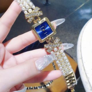 XẢ RẺ ĐỒNG HỒ NỮ THỜI TRANG CHANEU DÂY VÀNG NGỌC TRAI