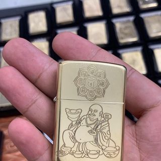 Zippo đồng khối 9 lama khăc chủ đề phật di lạc