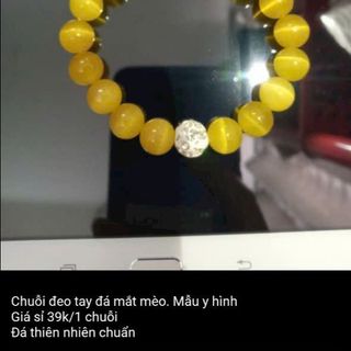 Vòng đeo chuỗi đá mắt mèo 10ly mix hạt châu xinh