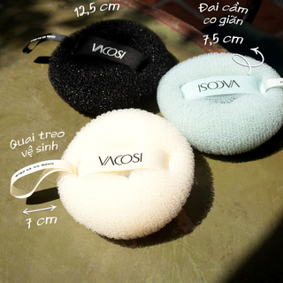 [Chính Hãng]Bông tắm Vacosi BP64 (đen, kem, xám)