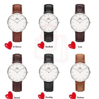 ĐỒNG HỒ NAM NỮ CAO CẤP DANIEL W CLASSIC DÂY DA MẶT TRẮNG VIỀN BẠC FULLBOX TEM