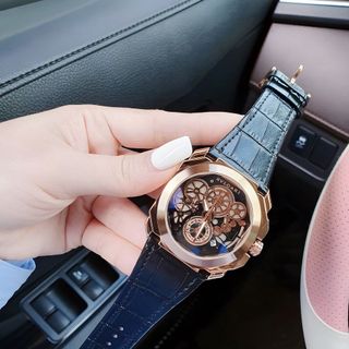 XẢ NHANH ĐỒNG HỒ NAM TRUNG CẤP PVLGARI DÂY DA CHẠY FULL KIM