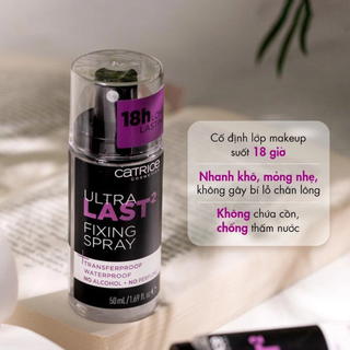 [Authentic]Xịt khoáng khóa nền Catrice Ultra last 50ml