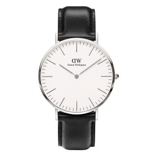 ĐỒNG HỒ NAM NỮ CAO CẤP DANIEL W CLASSIC DÂY DA MẶT TRẮNG VIỀN BẠC FULLBOX TEM
