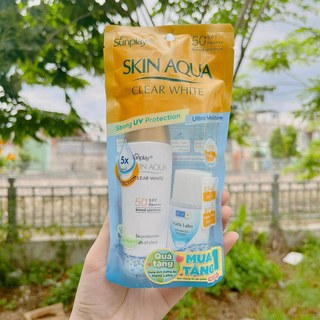 [Hàng Full tem]Kem chống nắng Skin Aqua 25g + tẩy trang