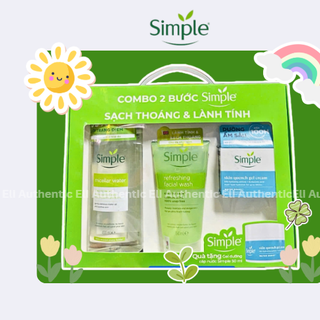 [Hàng Full tem]Set Simple xanh lá (Tẩy trang + SRM + Kem face)