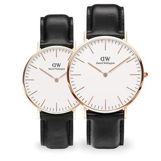 ĐỒNG HỒ NAM NỮ CAO CẤP DANIEL W CLASSIC DÂY DA MẶT TRẮNG VIỀN VÀNG FULLBOX TEM