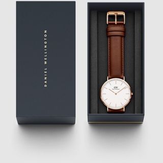 ĐỒNG HỒ NAM NỮ CAO CẤP DANIEL W CLASSIC DÂY DA MẶT TRẮNG VIỀN VÀNG FULLBOX TEM