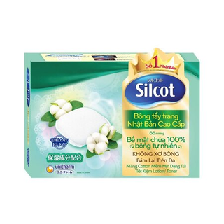 [Hàng Auth]Bông tẩy trang Silcot 66 miếng (Xanh lá)