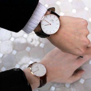 ĐỒNG HỒ NAM NỮ CAO CẤP DANIEL W CLASSIC DÂY DA MẶT TRẮNG VIỀN VÀNG FULLBOX TEM