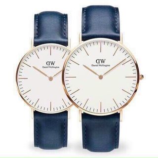 ĐỒNG HỒ NAM NỮ CAO CẤP DANIEL W CLASSIC DÂY DA MẶT TRẮNG VIỀN VÀNG FULLBOX TEM