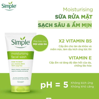 [Authentic]Sữa rửa mặt Simple 150ml Trắng