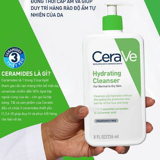 [Hàng Full tem]Sữa rửa mặt Cerave 236ml da khô