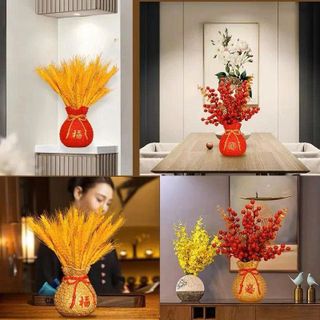 SÉT BÌNH HOA TÚI TIỀN VÀNG ĐÀO ĐÔNG