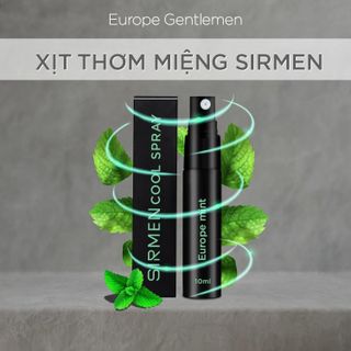 Xịt thơm miệng SIRMEN Europe Mint Cool Spray vị bạc hà thơm mát tự nhiên, khử mùi hôi miệng ngay lập tức, thơm kéo dài 180 phút, công nghệ EU-Nano, đậm đặc gấp 2 lần, chai 10ml