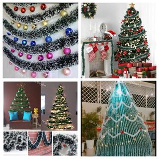 [Combo 5,10] Dây Kim Tuyến Trang Trí Noel, Dây Thông Noel , Dây Chồn dài 1,8m , KT 9cm , 11cm , 15cm . Trang Trí Noel , Giáng Sinh , Làm vòng Nguyệt Quế
