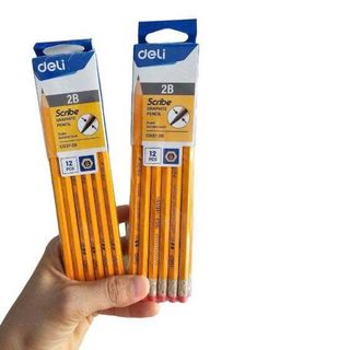 HỘP 12 BÚT CHÌ DELI 2B CÓ ĐẦU TẨY EC037- 2B