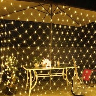 DÂY ĐÈN RÈM LƯỚI MẮT CÁ SÁNG VÀNG 2m x1,5m