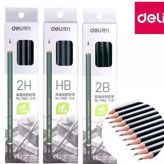 HỘP 12 BÚT CHÌ DELI 2B XANH LÁ 7084