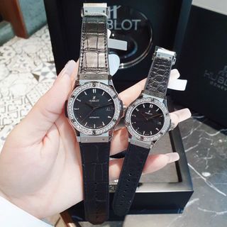 ĐỒNG HỒ NAM NỮ SIÊU CẤP NHÀ MÁY HB HULOT CAO SU BỌC DA ĐEN CÓ GIẤY KIỂM ĐỊNH