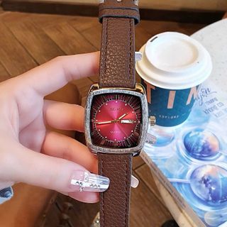 XẢ RẺ HÀNG TRUNG CẤP ĐỒNG HỒ NAM SEICO DÂY DA NÂU MẶT VUÔNG