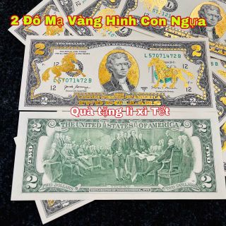 2 Đô Mạ Vàng Con Ngựa Tặng Kèm Bao Lì Xì Đỏ - Tiền Lì Xì Tết Năm 2026 - Tiền Lì Xì Con Ngựa