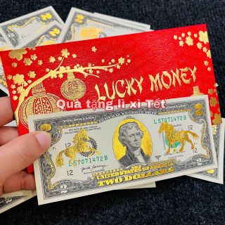 2 Đô Mạ Vàng Con Ngựa Tặng Kèm Bao Lì Xì Đỏ - Tiền Lì Xì Tết Năm 2026 - Tiền Lì Xì Con Ngựa