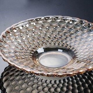 ĐĨA THỦY TINH VÀNG CHẤM BI 24CM