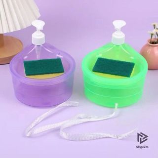 Hộp Đựng Nước Rửa Chén Vòi Nhấn Kèm Miếng Rửa Chén 2 Trong 1