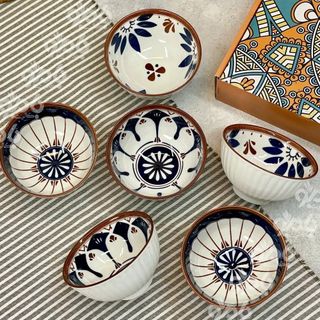 BỘ 6 CHÉN QUÀ TẶNG HOẠ TIẾT VIỀN NÂU