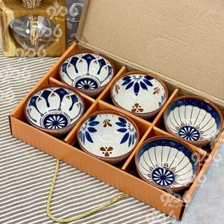 BỘ 6 CHÉN QUÀ TẶNG HOẠ TIẾT VIỀN NÂU