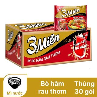 Mì 3 Miền Bò Hầm Rau Thơm gói 75g Thùng 30 gói