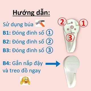 Móc treo đóng đinh HÒA HỢP 8888 _ Móc treo tường siêu chắc, chịu lực tốt, không cần khoan, tiện lợi cho gia đình