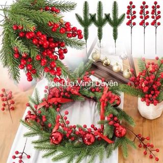 [Combo 10] Lá Thông , Cành Thông , Nhánh Thông Giả ( Loại 3 nhánh) Phụ Kiện Trang Trí Giáng Sinh ,Làm Vòng Nguyệt Quế