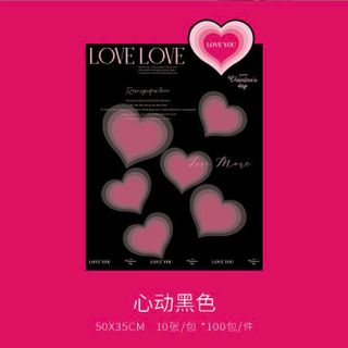 XẤP 10 TỜ GIẤY GÓI HOA TRÁI TIM (35x50)cm