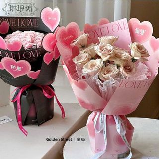 XẤP 10 TỜ GIẤY GÓI HOA TRÁI TIM (35x50)cm