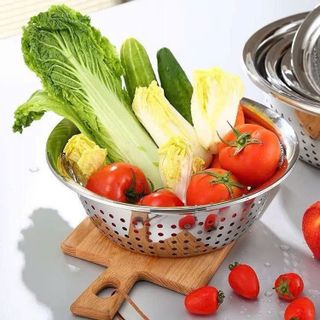 RỔ INOX 304 LỖ LỚN SIZE 30CM