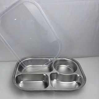 KHAY CƠM 4 NGĂN INOX TRÒN CÓ NẮP