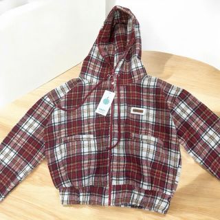 Áo khoác sơ mi sọc caro nỉ mềm mịn dây kéo cổ cao