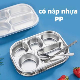 KHAY CƠM 5 NGĂN INOX TRÒN CÓ NẮP